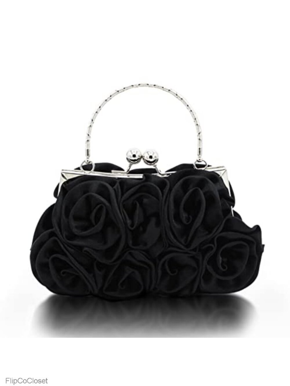 Satin Floral Evening Clutch with Detachable Strap